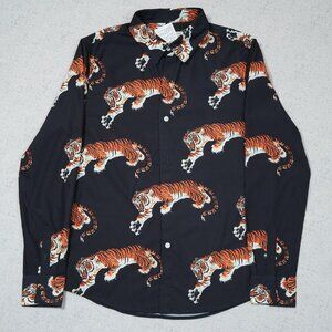 Wacko Maria Guilty Parties Black Tiger Print Long Sleeve Shirt